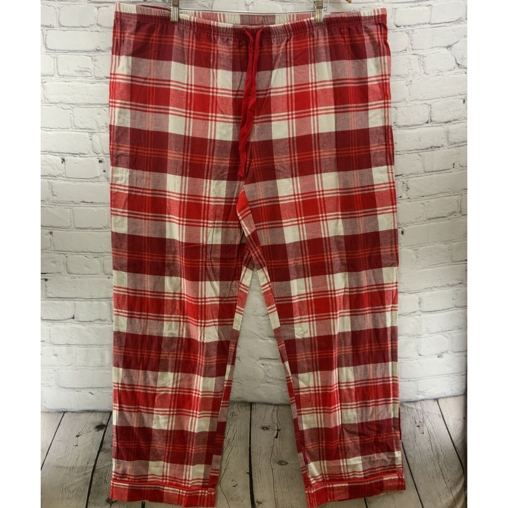 Hearth And Hand Pajama Pants Plus Sz 3XL Red White Fleece Drawstring Waist